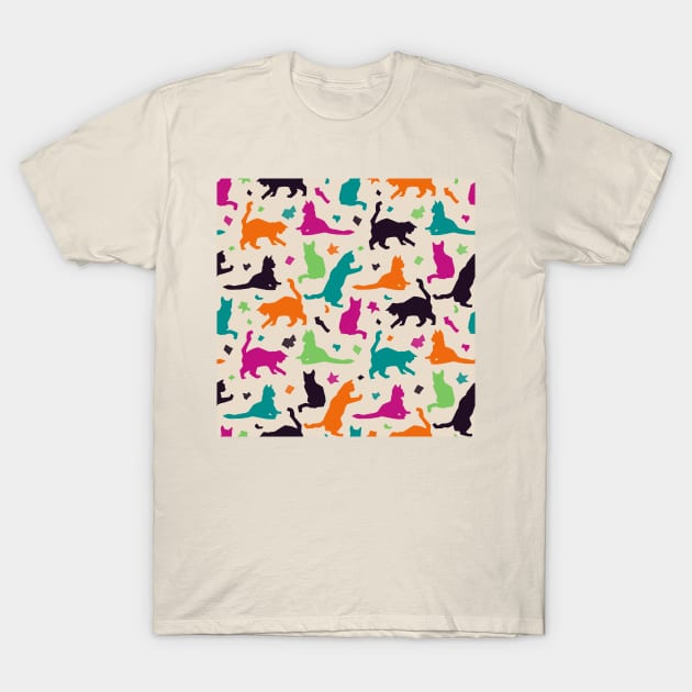 Dark Colors Matisse Cats T-Shirt by Carolina Díaz